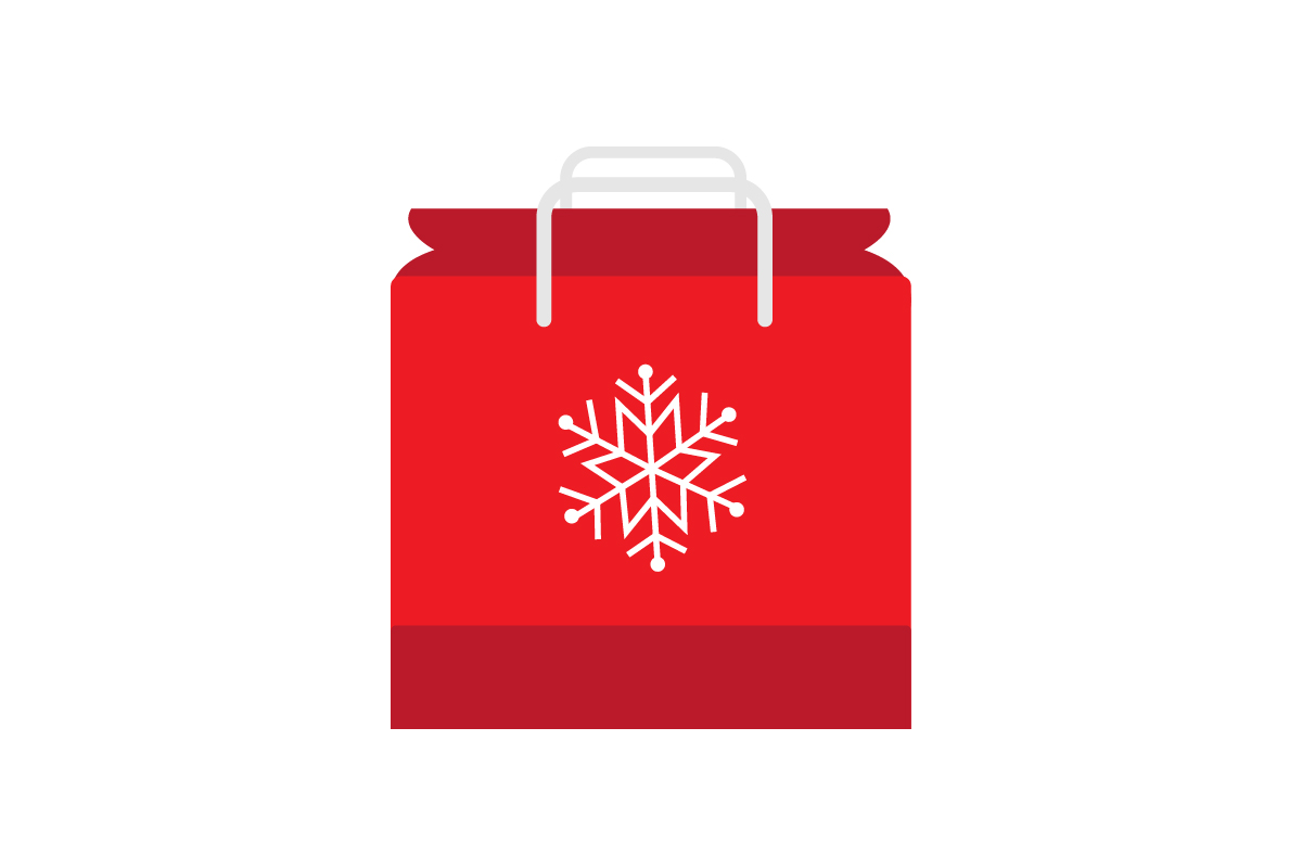 Red Paper Bag Snowflake Christmas Icon