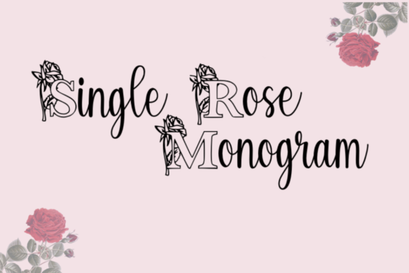 Single Rose Monogram Font PNG with transparent background - Preview 1