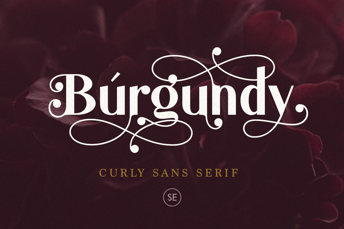 Burgundy preview — vintage luxury script font with deco flourishes