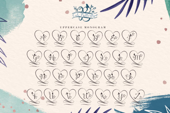 Cute Butterfly Monogram Font - Preview 6