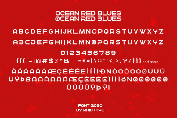 Ocean Red Blues Font PNG with transparent background - Preview 1
