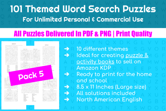 101 Themed Word Search Puzzles | Pack 5