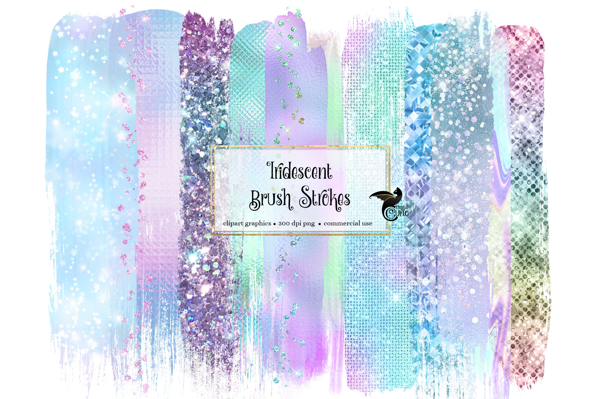Iridescent Brush Strokes Clipart