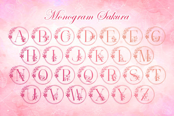 Monogram Sakura Font PNG with transparent background - Preview 4