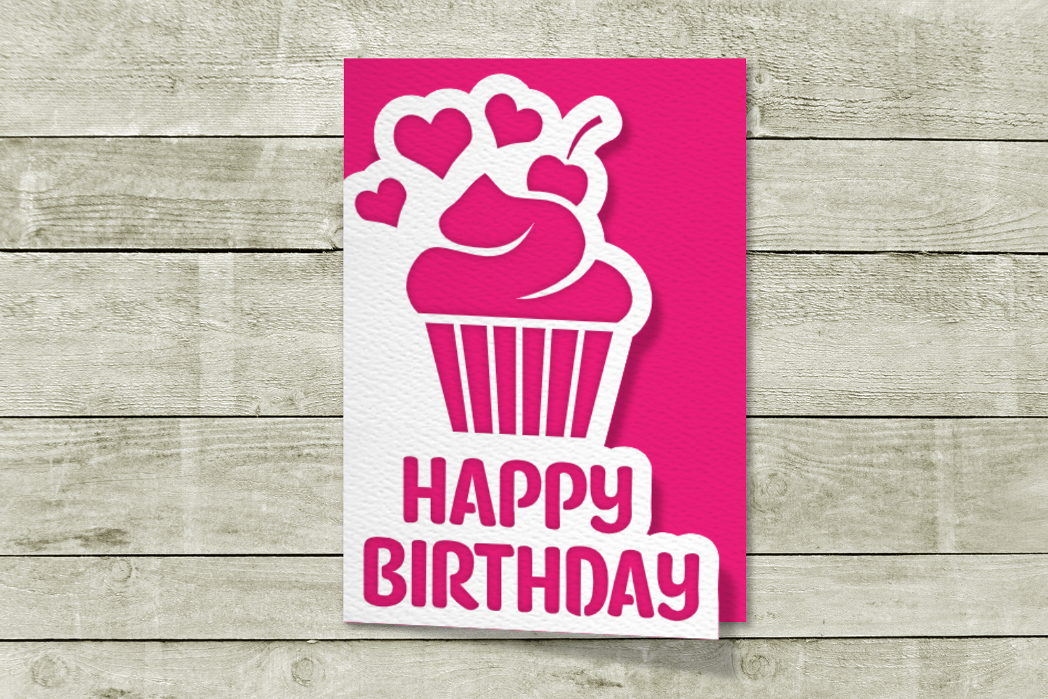 Papercut Birthday Card with Cupcake