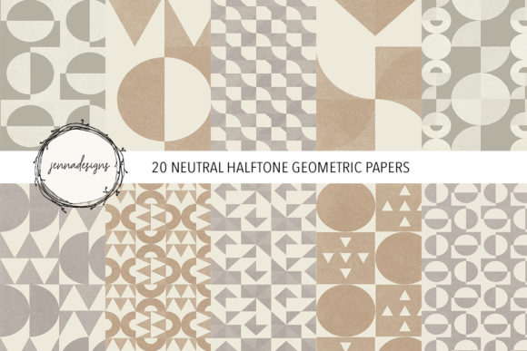 Neutral Halftone Geometric Paper Set