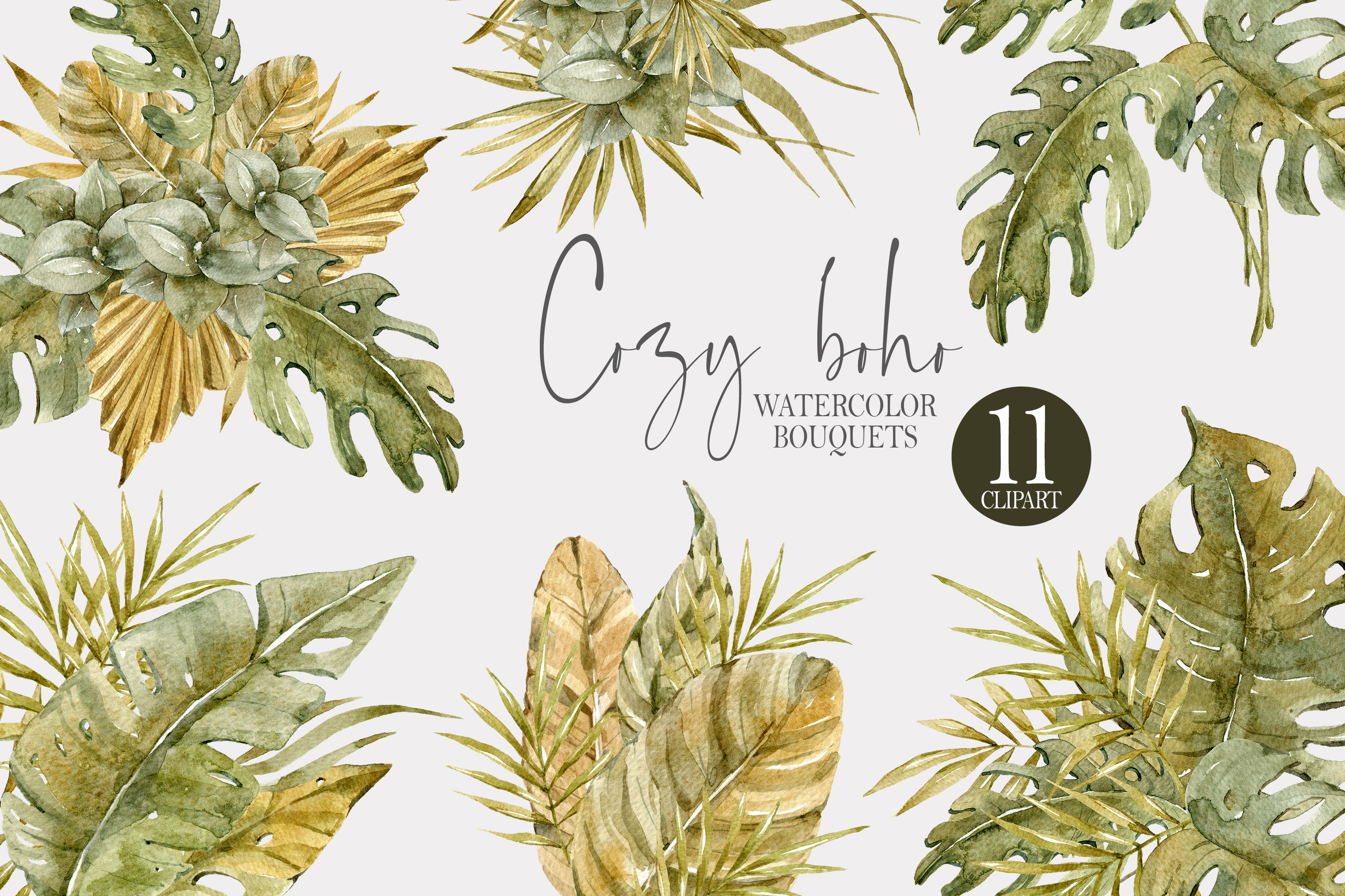Watercolor Tropical Bouquet Clipart Set Graphic by Tiana Geo · Creative ...