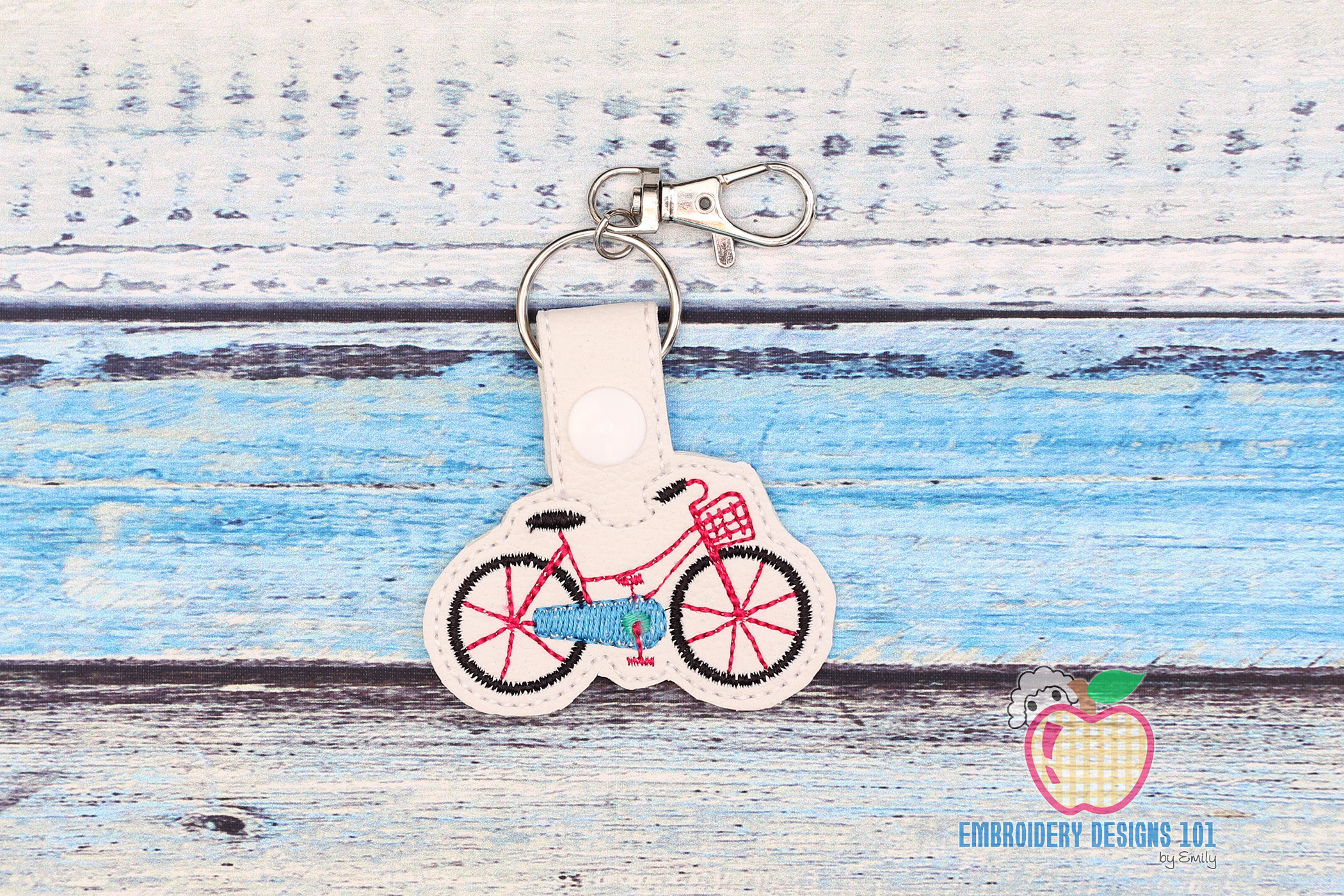 Bicycle with a Basket Keyfob Keychain