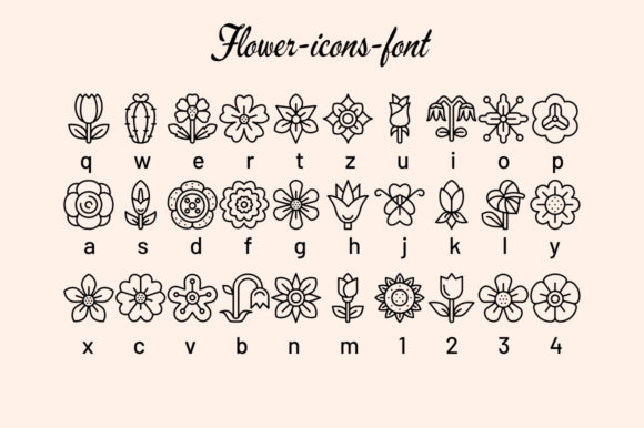 Flower Icons Font PNG with transparent background - Preview 1