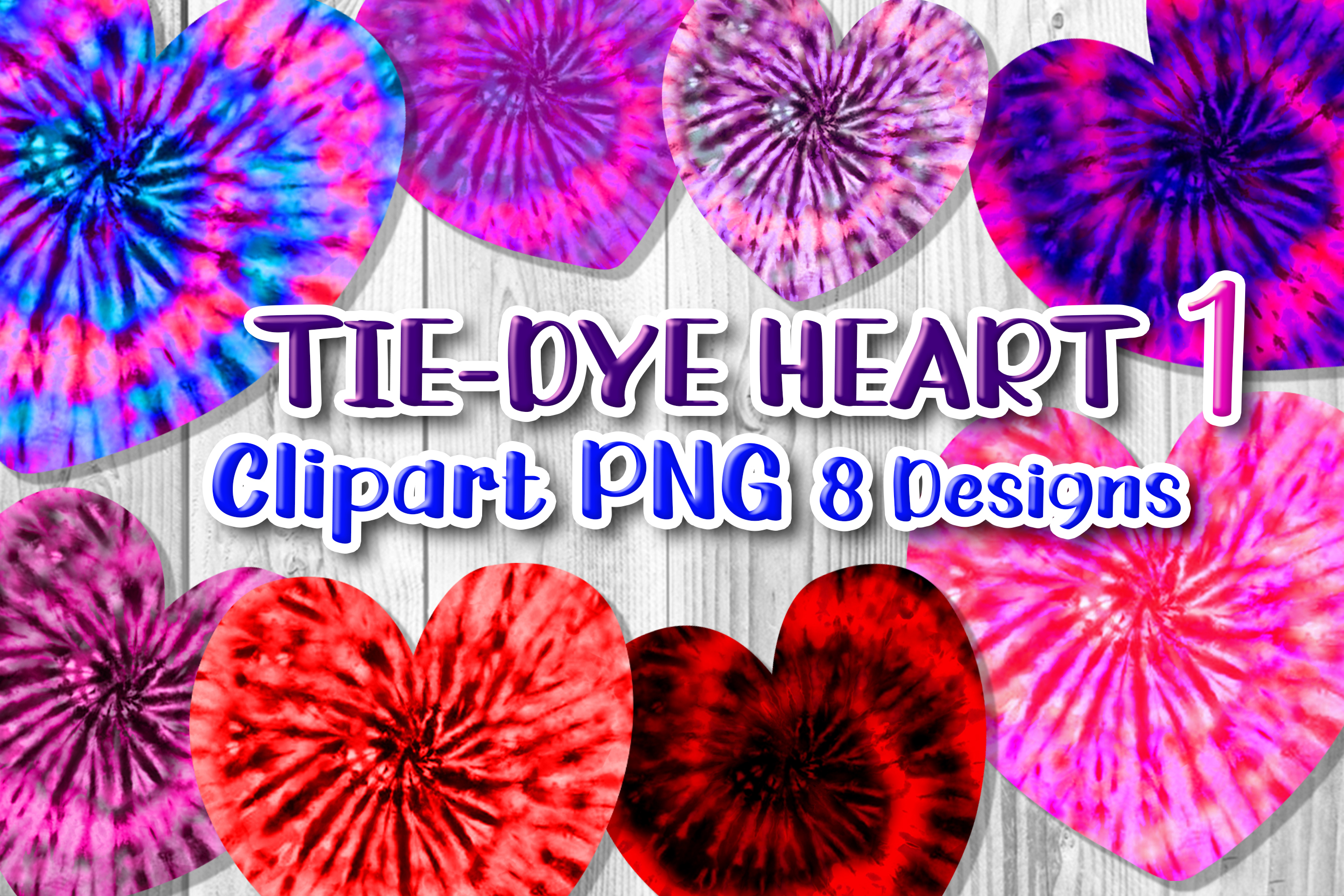 8 Tie-Dye Hearts Clipart PNG Set 1 Graphic by V-Design Creator ...