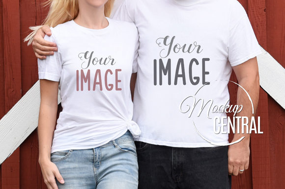 Couple's Matching Love T-Shirt Mockup Graphic T-Shirts By Mockup Central