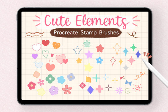 Procreate Stamp Brushes Cute Elements Graphics
