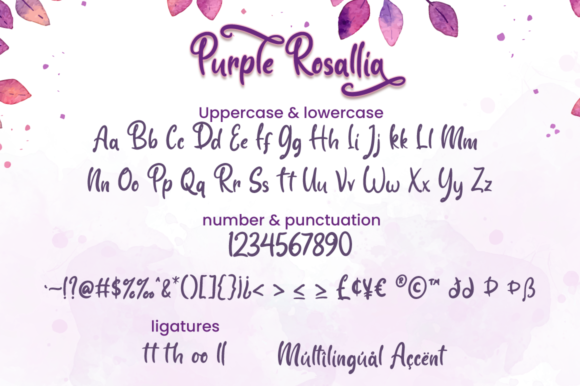 Purple Rosallia Font PNG with transparent background - Preview 6