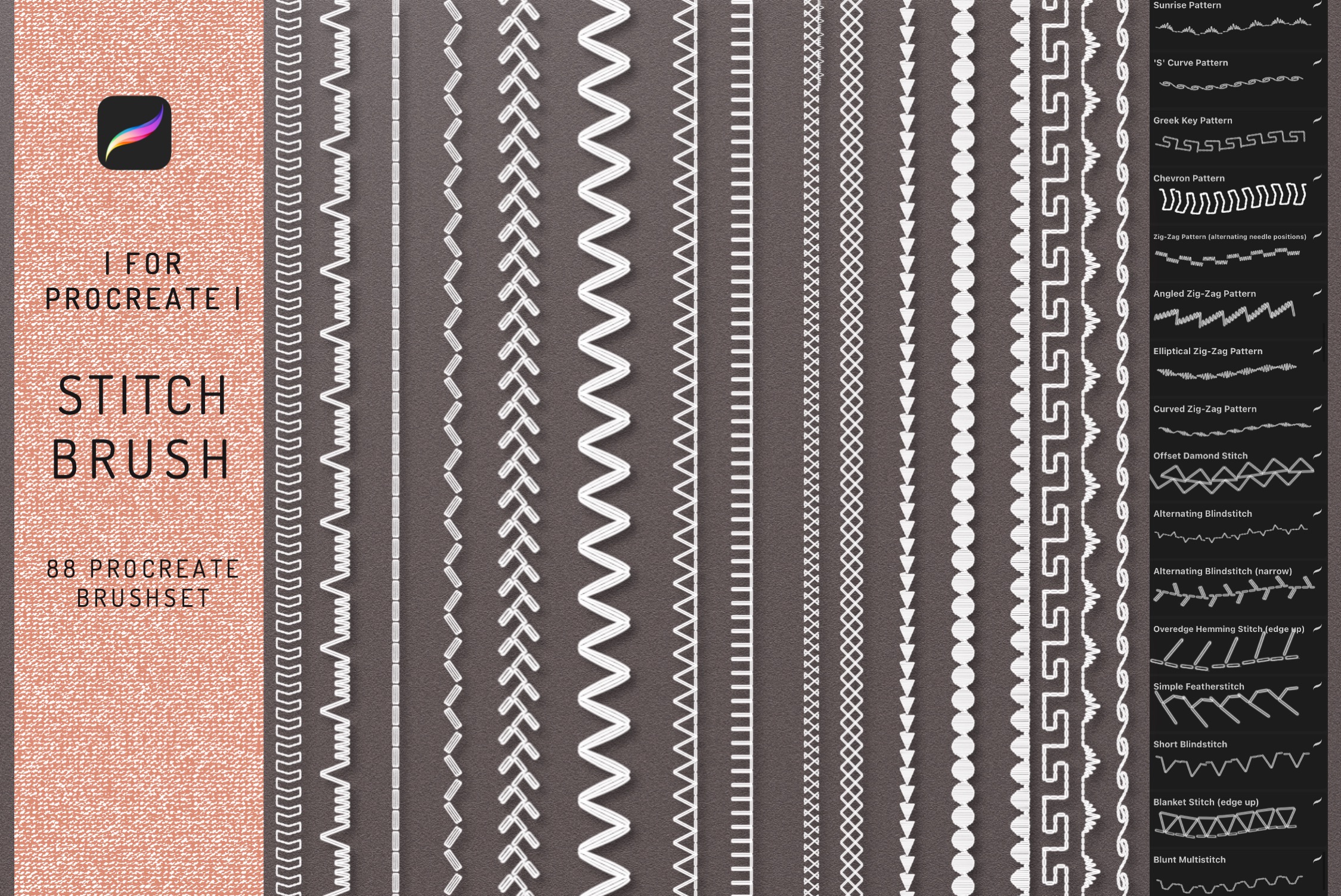 88 Procreate Stitch and Sewing Brushes