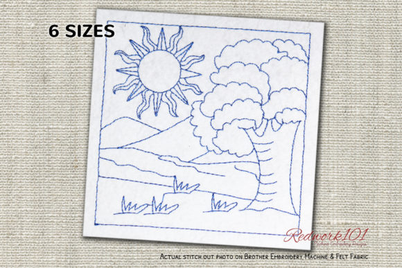Sunrise in Forest Lineart Design