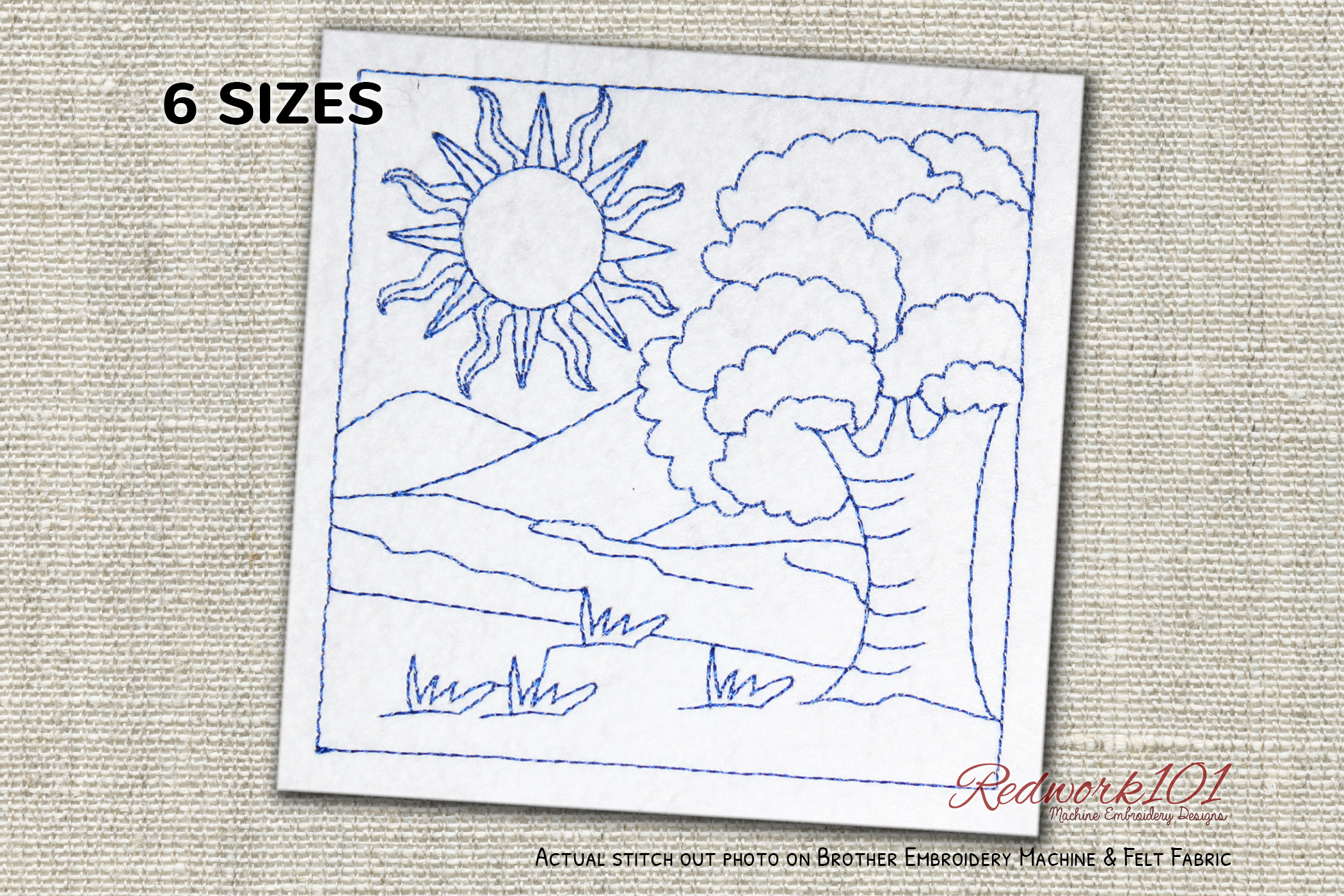 Sunrise in Forest Lineart Design