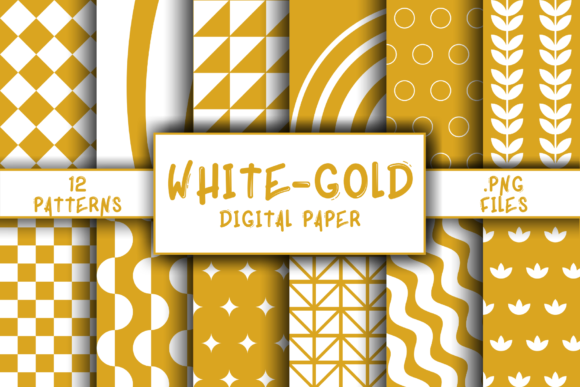White-Gold Pattern Digital Paper Graphic by atlasart · Creative Fabrica