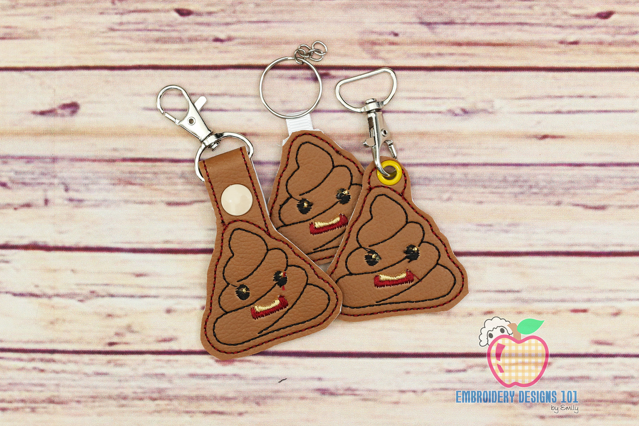 Cartoon Poop in the Hoop Keyfob