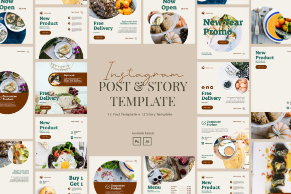 Preview of Modern Food Instagram Template food social media design template