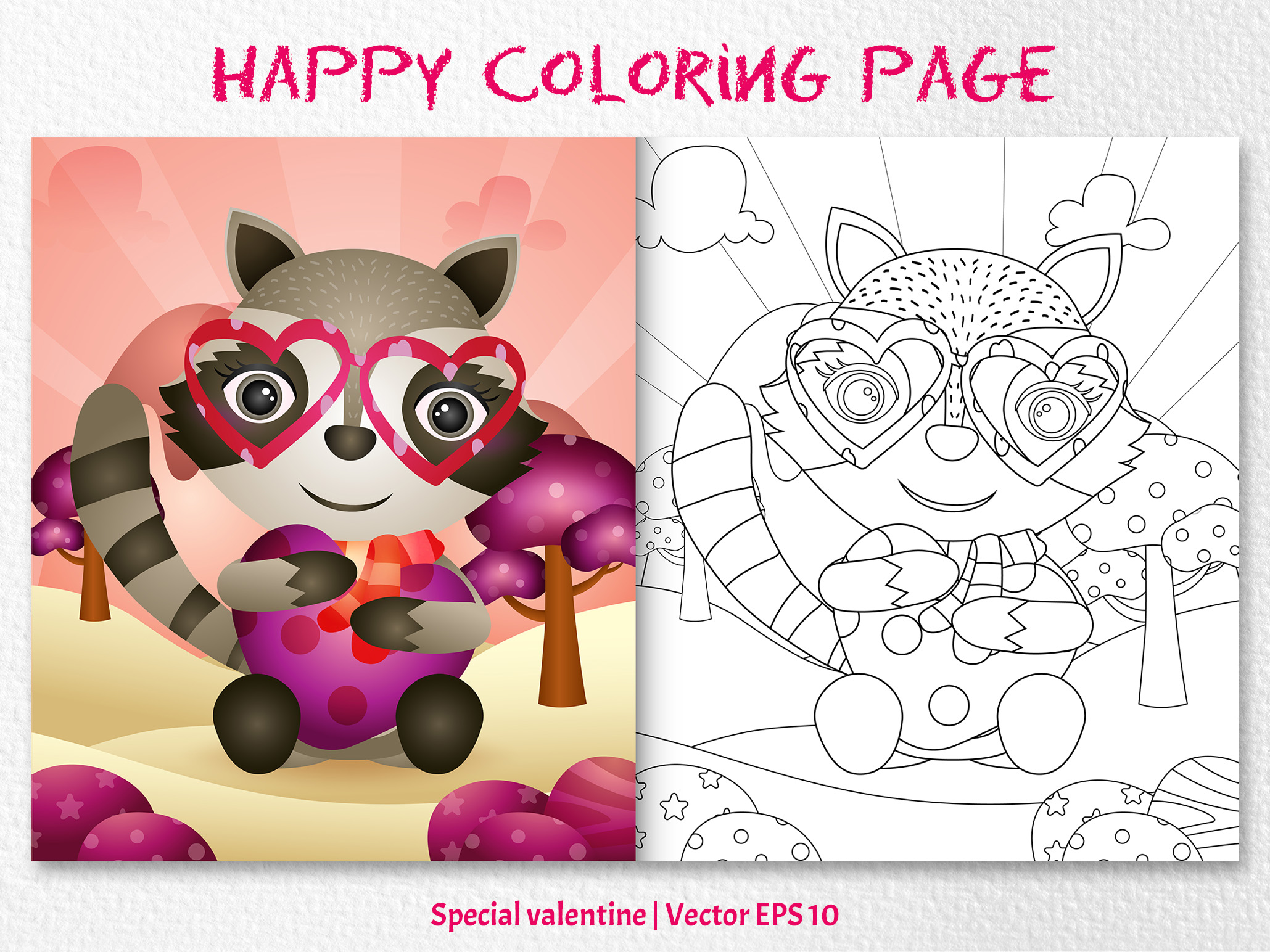 A Cute Raccoon - Coloring Pages Graphic by wijayariko · Creative Fabrica