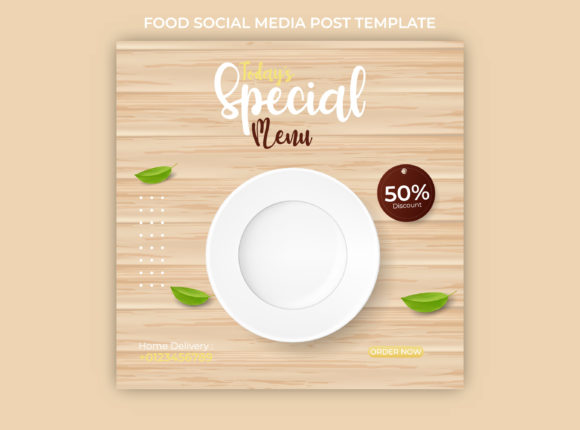 Preview of Editable Food and Restaurant Social Post food social media design template