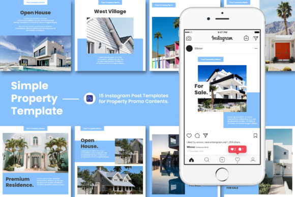 Preview of Instagram Property Post Template Vol.1 real estate social media template