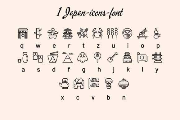 Japan Icons Font PNG with transparent background - Preview 1