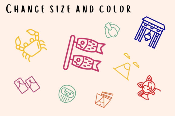Japan Icons Font PNG with transparent background - Preview 2
