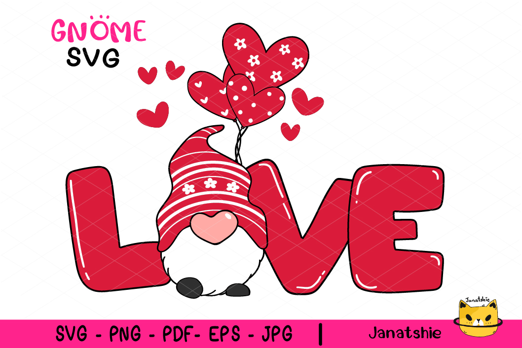 Valentine LOVE with Gnome SVG Clipart Graphic by Janatshie · Creative ...