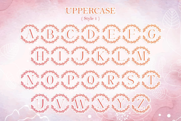Monogram Floral Love Font PNG with transparent background - Preview 5