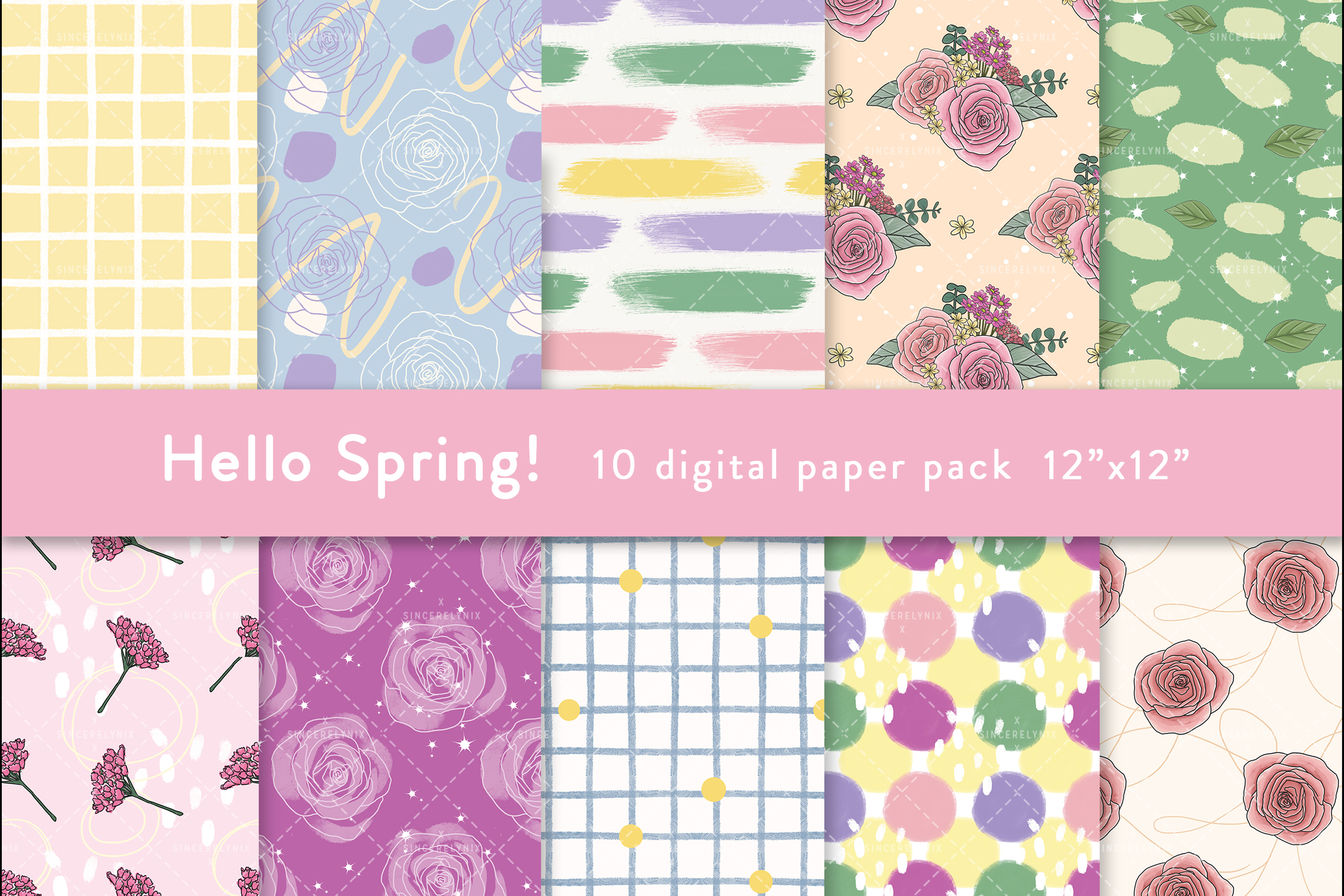 Seamless Spring Digital Paper Pattern Graphic by NixDigitalStudio ...