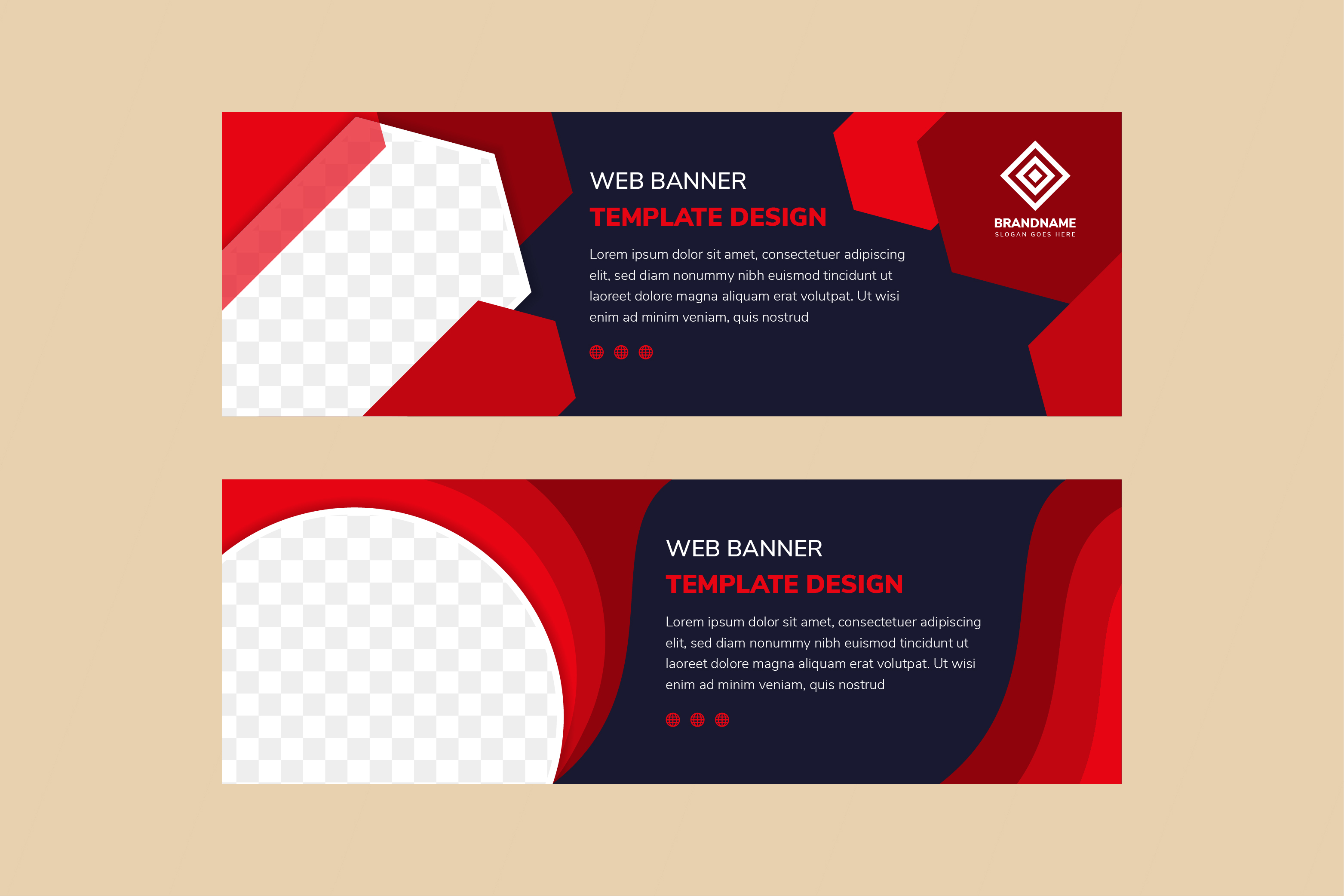 Red Blue Horizontal Banner Geometric Graphic by noory.shopper ...
