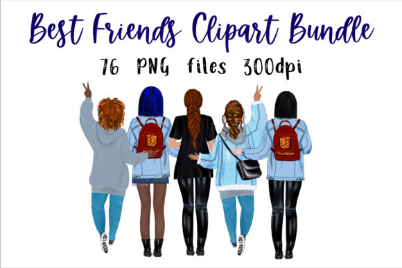Best Friend Clipart, Girls Clipart, Mug Graphic Illustrations By NatashaPrando
