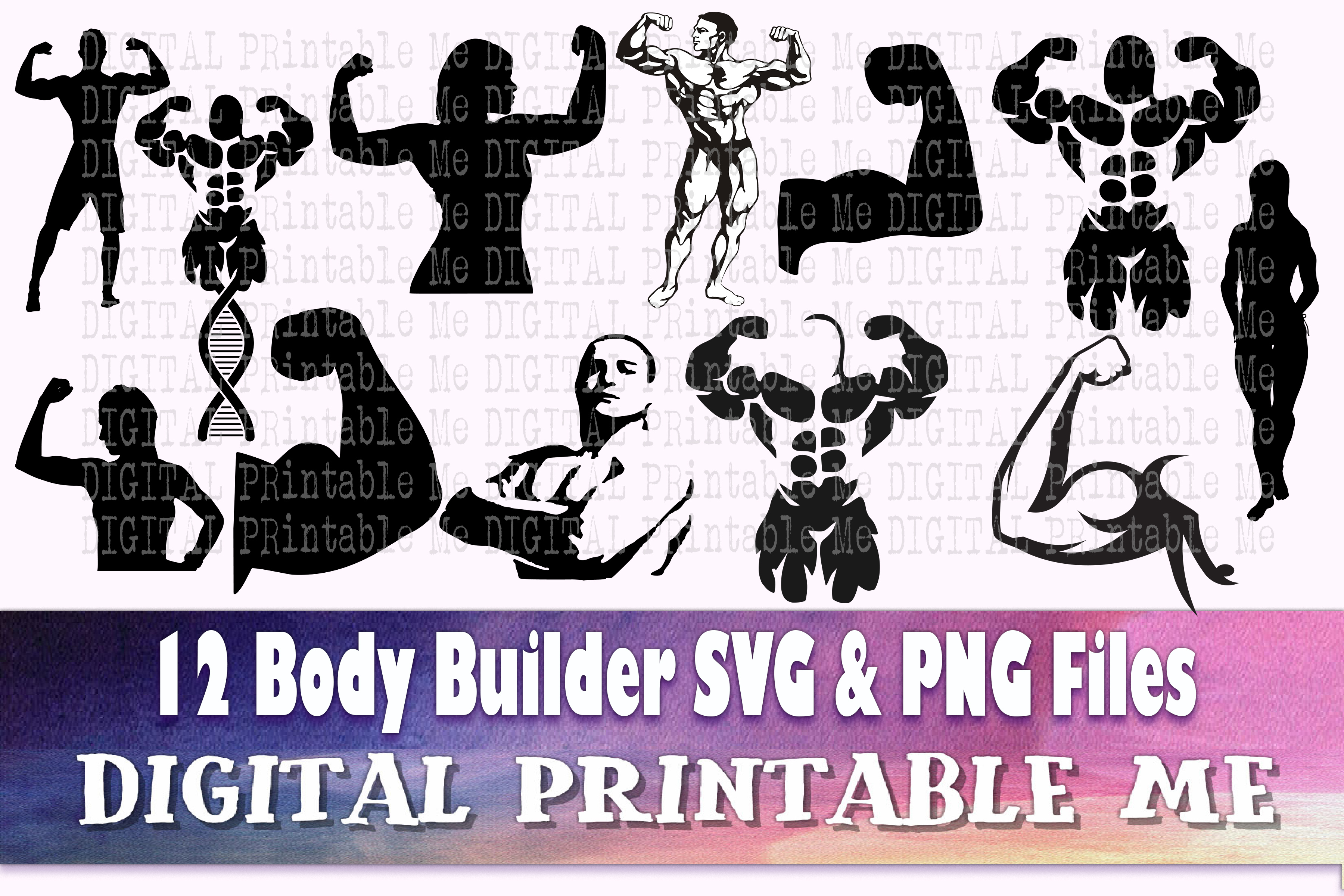 Body Builder Svg Weight Lifter Muscles Graphic by DigitalPrintableMe ...
