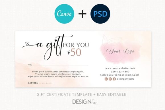 Gift Voucher Template, Editable Gift