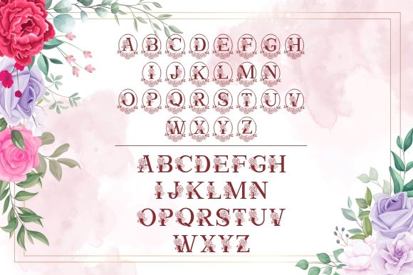 Monogram and Rose Font PNG with transparent background - Preview 4