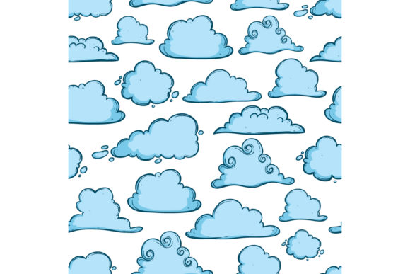 Seamless Pattern of Cute Clouds Gráfico Ilustraciones Imprimibles Por PadmaSanjaya