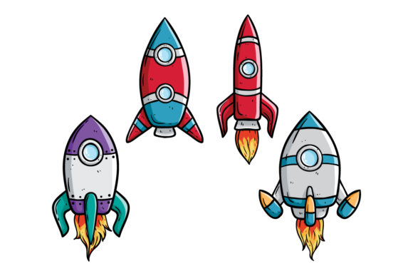 Cute Rocket or Spaceship Collection Graphic Illustrations By PadmaSanjaya