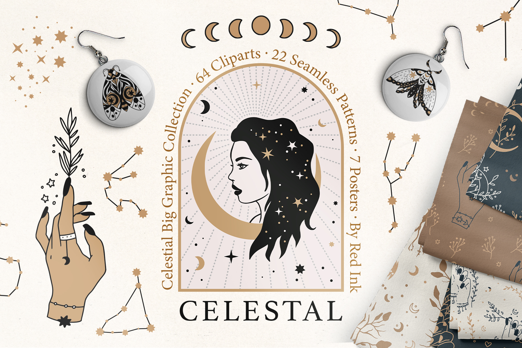 Celestial Clipart & Pattern Magic Pack