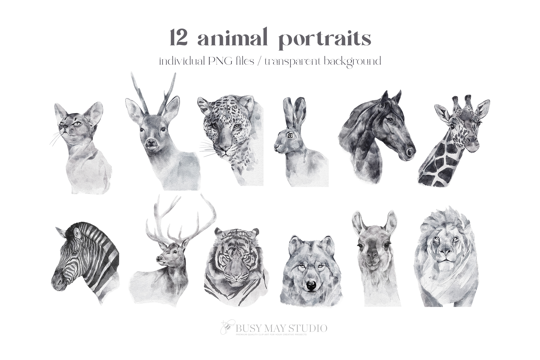 Watercolor Animal Portraits and Flowers - photo 2