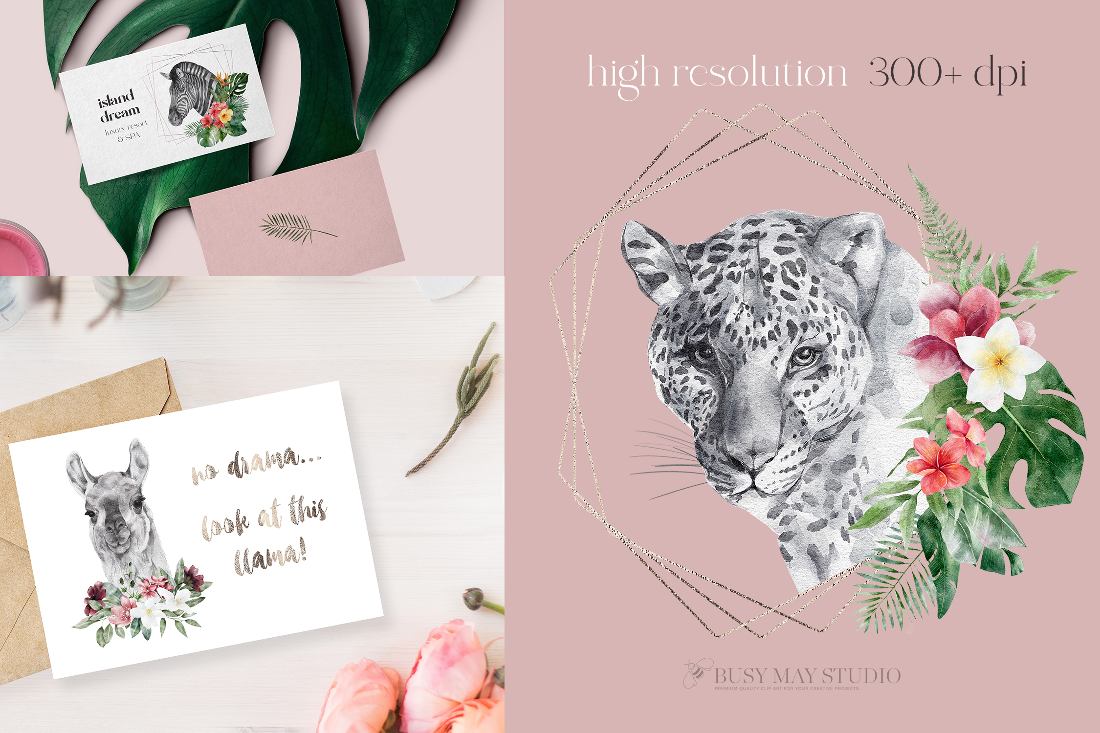 Watercolor Animal Portraits and Flowers - photo 7