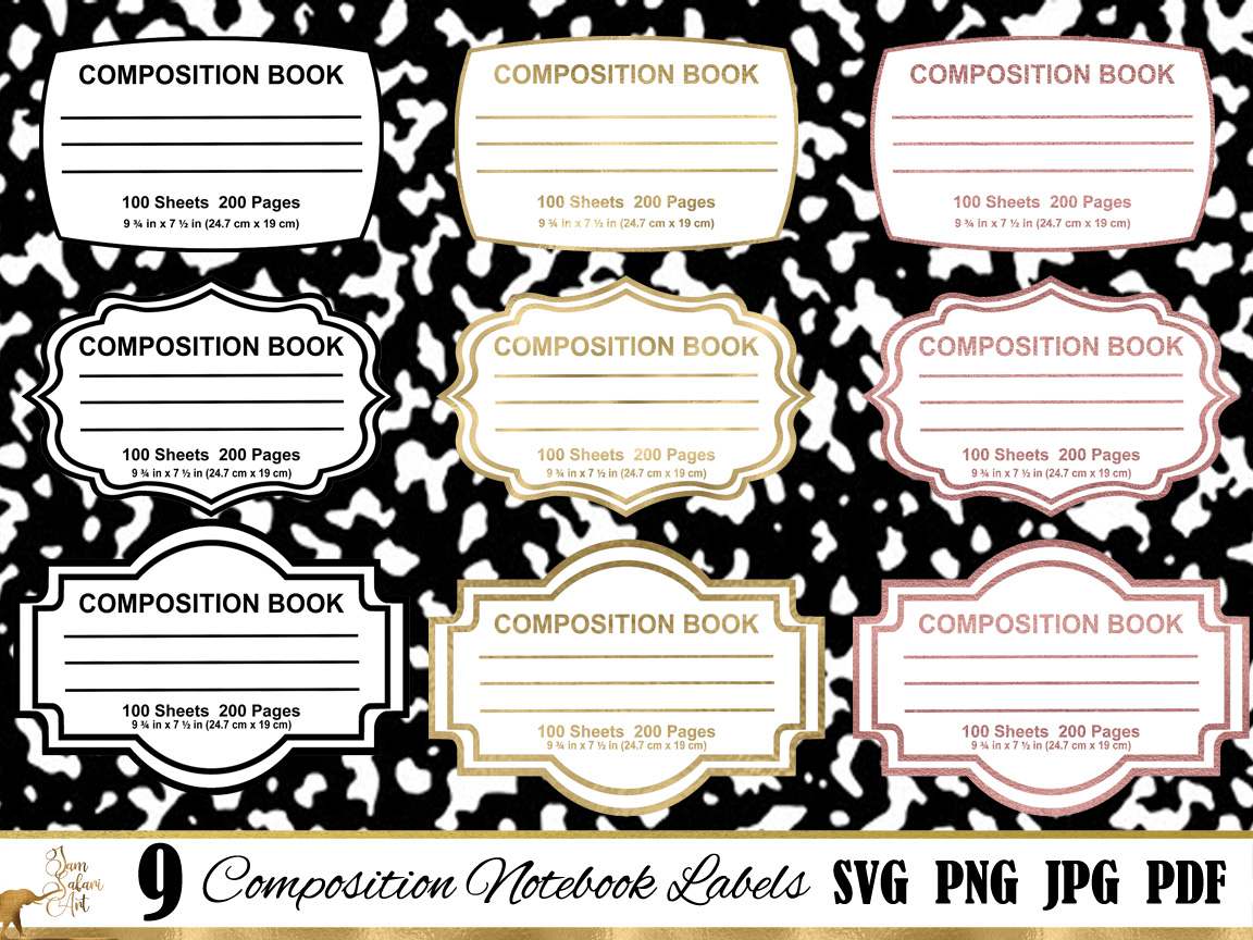 9 Composition Notebook Labels
