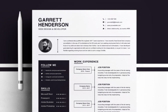 One Page Resume Template + Cover Letter
