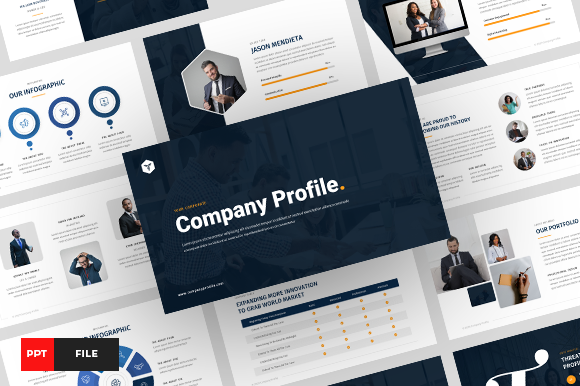 Preview of Company Profile Powerpoint Template business report presentation template