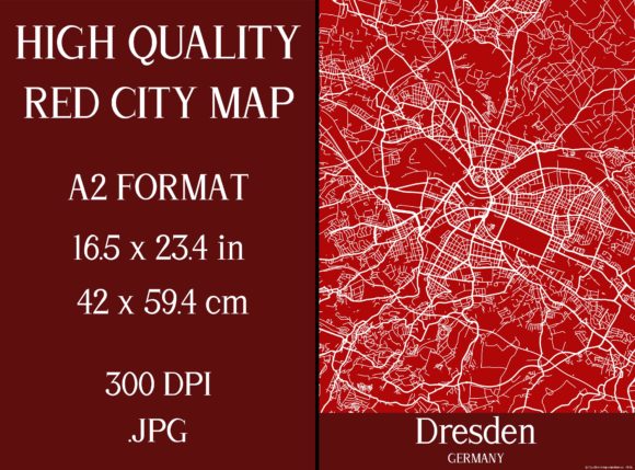 Dresden Germany | Red City Map Graphic Illustrations By Mappingz