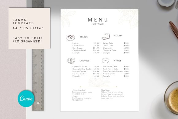Editable Bakery Menu Template Canva Graphic by EfficientTools ...