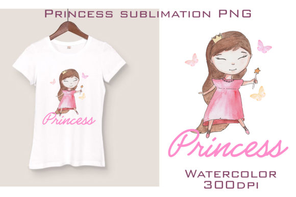 Watercolor Princess Sublimation&nbsp; Graphic Illustrations By SleptArt