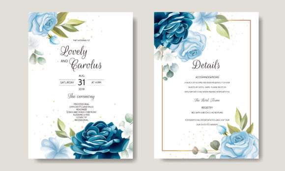 Wedding Card with Beautiful Flowers Graphic by dinomikael01  display picture 1