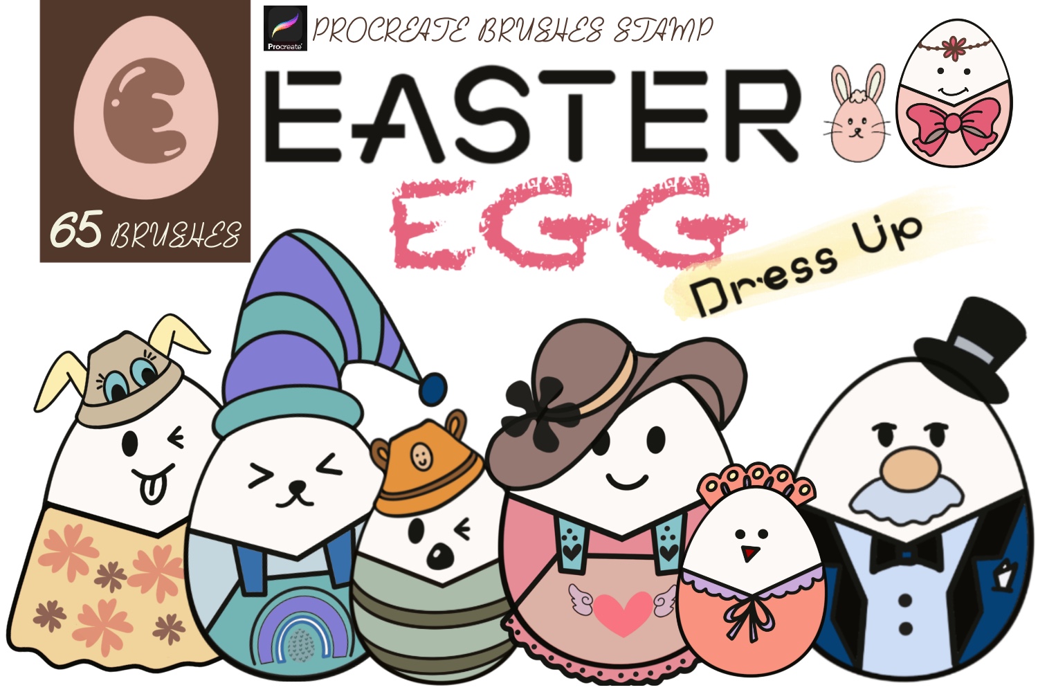 EASTER EGG DRESS UP Procreate Brushes