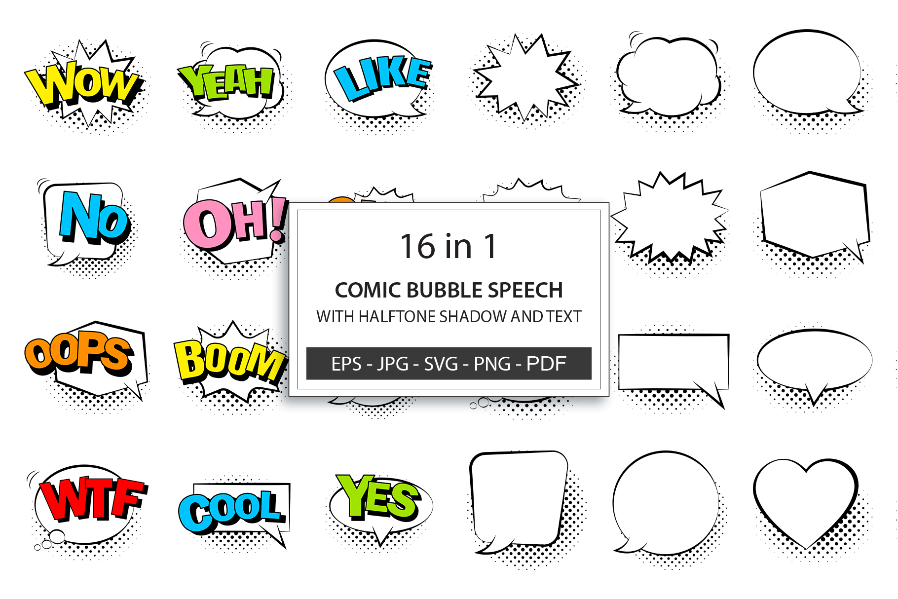 Comic Bubble Speech with Halftone.
